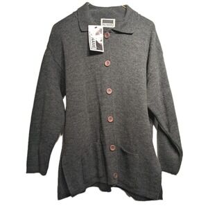 No Name Cardigan Sweater Womens L Wool Collared Button Up Pockets Italy NWT